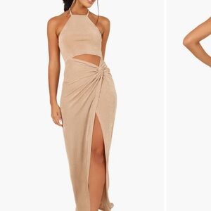Petal & Pup gold Scarlette halter dress